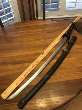 Ww2 Japanese Navy Officers Sword W Scabbard Signed