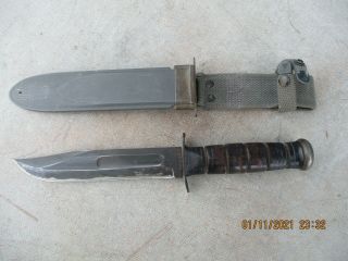 Wwii Ka - Bar Usn Mk 2 Fighting Knife Nord 4723 Bm Co Scabbard