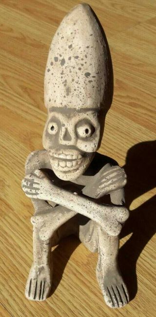 Pre Columbian Style Aztec Death God Mictlantecuhtli Clay Figure Mexico Maya