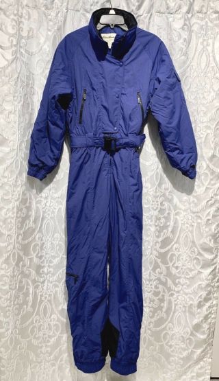 Womens Vintage Eddie Bauer Snowsuit Ski Suit Blue Size 10 Tall W/pockets No Hood