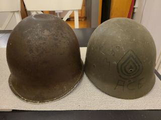 Orig.  Wwii Us Army M1 Fixed Bale Front Seam Helmet Westinghouse Liner Green