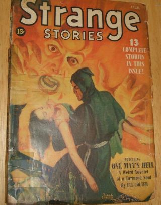 Strange Stories April 1940 Vintage Pulp John Clemons,  Eli Colter,  August Derleth