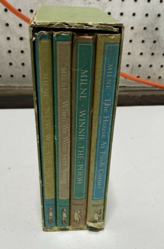 Set Of 4 Vintage 1961 Winnie The Pooh Hc/dj Books With Case By A.  A.  Milne