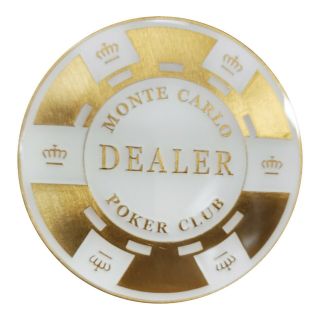 Monte Carlo White Gold Dealer Button Metal Matching For Monte Carlo Poker Chips