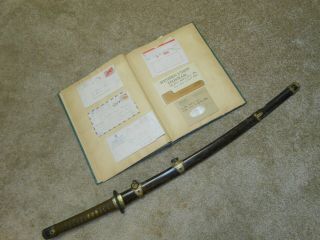 Scrapbook & Ww2 Japanese Sword,  Officers,  Kai Gunto,  Signed