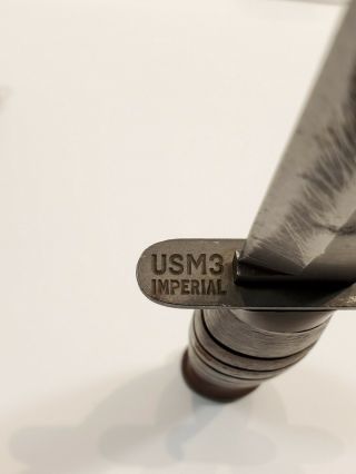 - IMPERIAL M3 Trench Knife - US WW2 - Guard - marked - USM3 w/ USM8A1 Scabbard 6