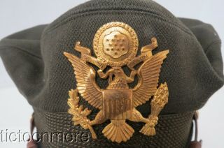 WWII US ARMY AIR FORCE CRUSHER VISOR CAP w/ BACKSTRAP 3