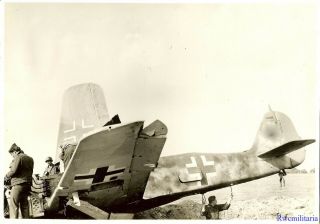 Org.  Photo: Us Troops W/ Shot Down Luftwaffe Fw.  190 Fighter Plane (wrk.  160699)