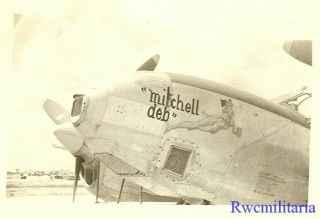 Org.  Nose Art Photo: F - 5 (p - 38 Fighter Variant) Recon Plane " Mitchell Deb "