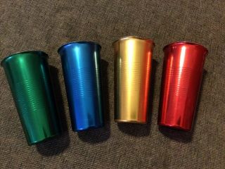 Set Of 4 Vintage Mid Century Aluminum Cups Tumblers Multi - Color Alpine Brand