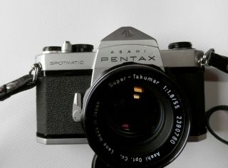 Vintage Asahi Pentax Spotmatic Sp 35mm Film Camera & 55mm F1.  8 Takumar
