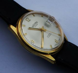 Vintage Gents Swiss Made Gold Plated Medana 17 Jewels Incabloc Watch c1970 3