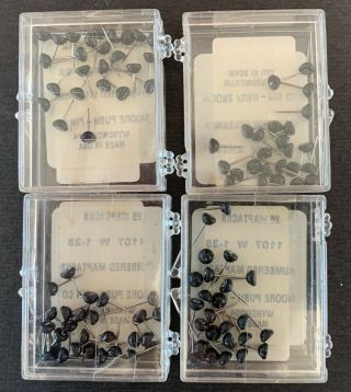 Motherlode of 500 Vintage Moore Numbered and Unnumbered Map Tacks,  Black 3