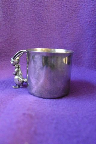 REED & BARTON Silver Plated Baby Cup with Rabbit Handle 3
