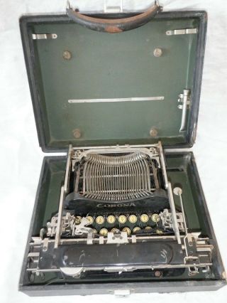 Vintage PATENTED 1917 Corona No.  3 Folding Typewriter in Case 2