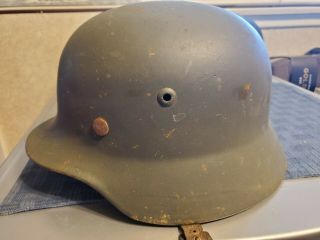100 M 35 German Helmet With Liner And Buckel End Of Chinstra