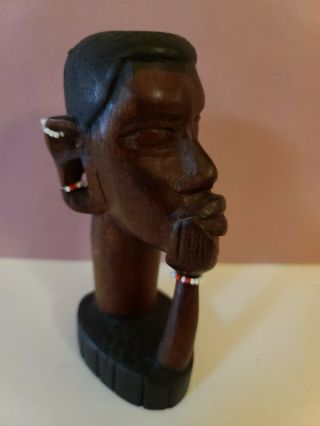Vintage African Tribal Hand Carved Wooden Decorative Bust Statue 6 "