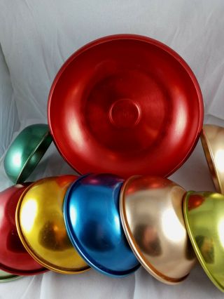 Vintage 50s - 60s Colorful Anodized Aluminum Bowls Bascal Issues