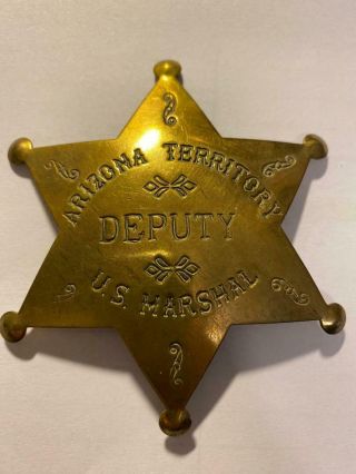 Vintage " Arizona Terr.  Deputy U.  S.  Marshal " Brass Star,  Collectable Old West