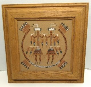Navajo Native American Sand Painting “yei - Be - Chai” Wall Art Signed 6x6 Charity