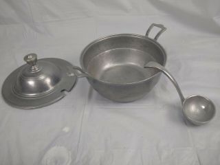 Vintage Wilton,  Columbia Pa Pewter Soup Tureen With Ladle And Lid