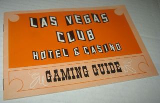 Vintage Mid Century Las Vegas Club Hotel And Casino Gaming Guide Souvenir Casino