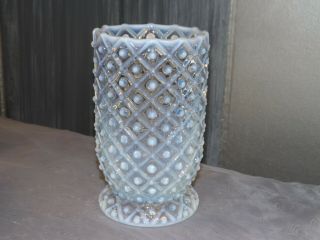 Vintage Fenton French Opalescent Diamond Lace Hobnail Vase