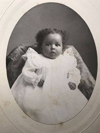 Rare Cabinet Card Photo - Sweetest Faced African American Child Ever C.  1900
