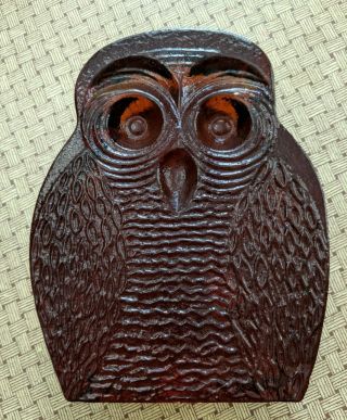 Vintage Amber Glass Owl Blenko Glass Art Owl Bookend