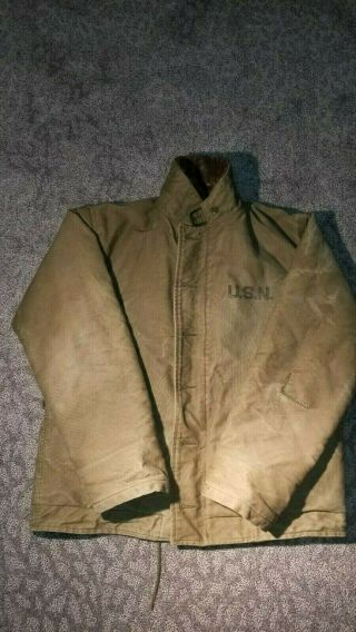 Authentic Vintage Usn Us Navy N - 1 Deck Jacket Wwii Military 1940s