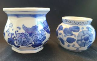 Vintage Chinese Blue & White Porcelain Jars