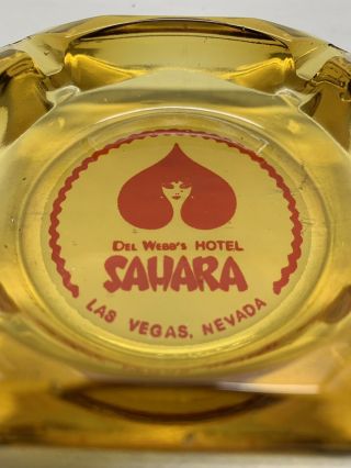 Vintage Del Webb ' s SAHARA HOTEL Casino Amber Glass ASHTRAY Las Vegas Nevada 3