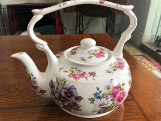 Vintage Arthur Wood & Son Floral Teapot 6340 Staffordshire England