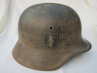 Ww2 German/ Dutch Helmet With Dubbel Decall Volunteer