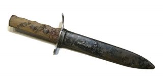 Ww2 Italian Mvsn Fascist Boot/trench Dagger Knife W/scabbard Vintage