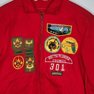 Vtg BSA Boy Scouts Official Red Cotton Jacket 1960s 70s Patches sz Medium 3