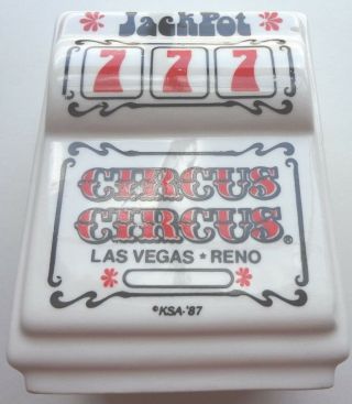 Circus Circus Jackpot 777 1987 Souvenir Ceramic Coin Bank Las Vegas Reno