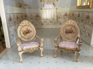 Dollhouse Miniature Victorian Chairs Set Of 2