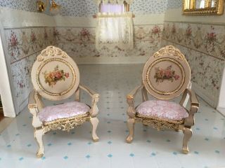 Dollhouse miniature Victorian Chairs set of 2 2