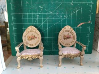Dollhouse miniature Victorian Chairs set of 2 3