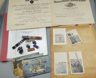 Usmc Group Iwo Jima Death Certificate,  Platoon Sergeant,  Ribbon Bar Nc Ss Ph