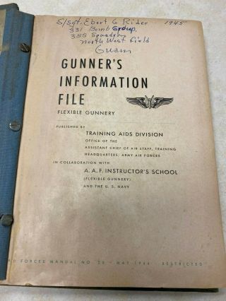 WW2 US Army Air Forces Gunner ' s Information File - Named 351st Bomb Group 2