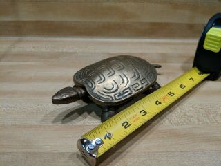 Brass Turtle Tortoise Figural Trinket Box Or Ash Tray With Hinged Lid 6.  5 " 14oz