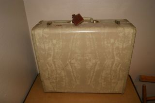 Vintage Samsonite Shwayder Bros Marble Beige 21 " Luggage Hard Suitcase No Key