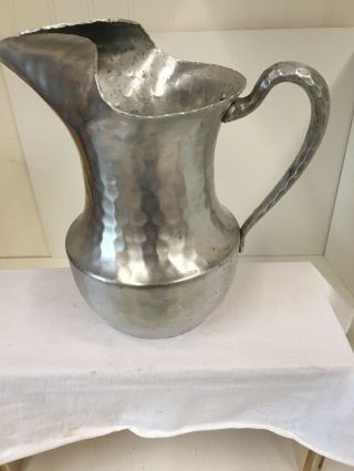 Vintage Everlast Metal Hand Forged Hammered Aluminum Pitcher 9 1/4 " Tall 625