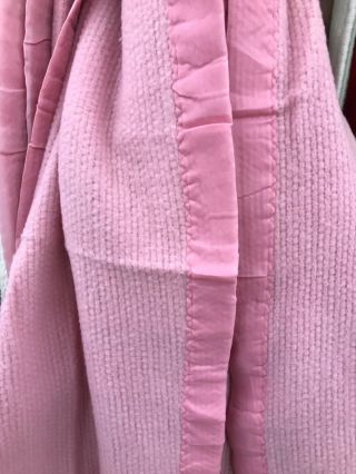 Blanket Acrylic Weave Wpl 1675 Bubble Gum Pink Nylon Trim Usa Vtg Euc
