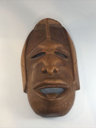 African Tribal Solid Wood 10” Wooden Mask Hand Carved Wall Hanging Decor Rare