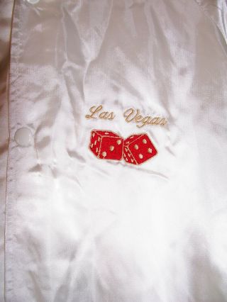 Size Large Las Vegas White Satin Jacket Coat Dice Gambling Casino L Mens Vintage