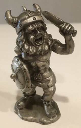 Pewter Viking Warrior With Sword & Shield Dungeons & Dragons Themed Figurine 3 "