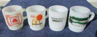 4 Vintage Fire King Advertising Coffee Cup Mug Ambulance State Farm Electric Mcd